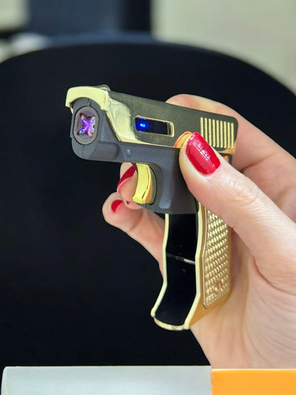 Hem Şarjlı Hem Gazlı Katlanır Tabanca Şeklinde Çakmak 5331