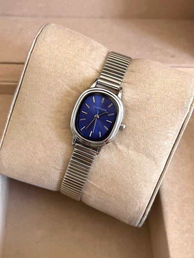 Kişiye Özel Kordonuna İsim Yazılır Kadın Saat Mavi Gümüş