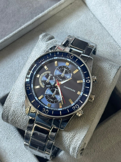 Kişiye Özel Kordonu İsim Yazılır Saat Mavi Gümüş