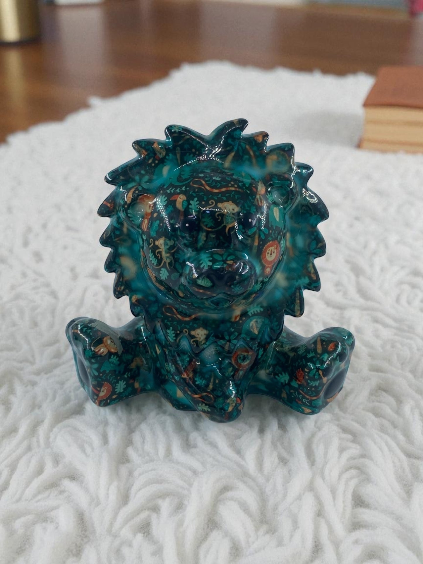 Seramik Renkli Sevimli Aslan Biblo