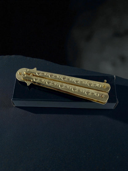 Altın Renk Desenli Kelebek Tarak