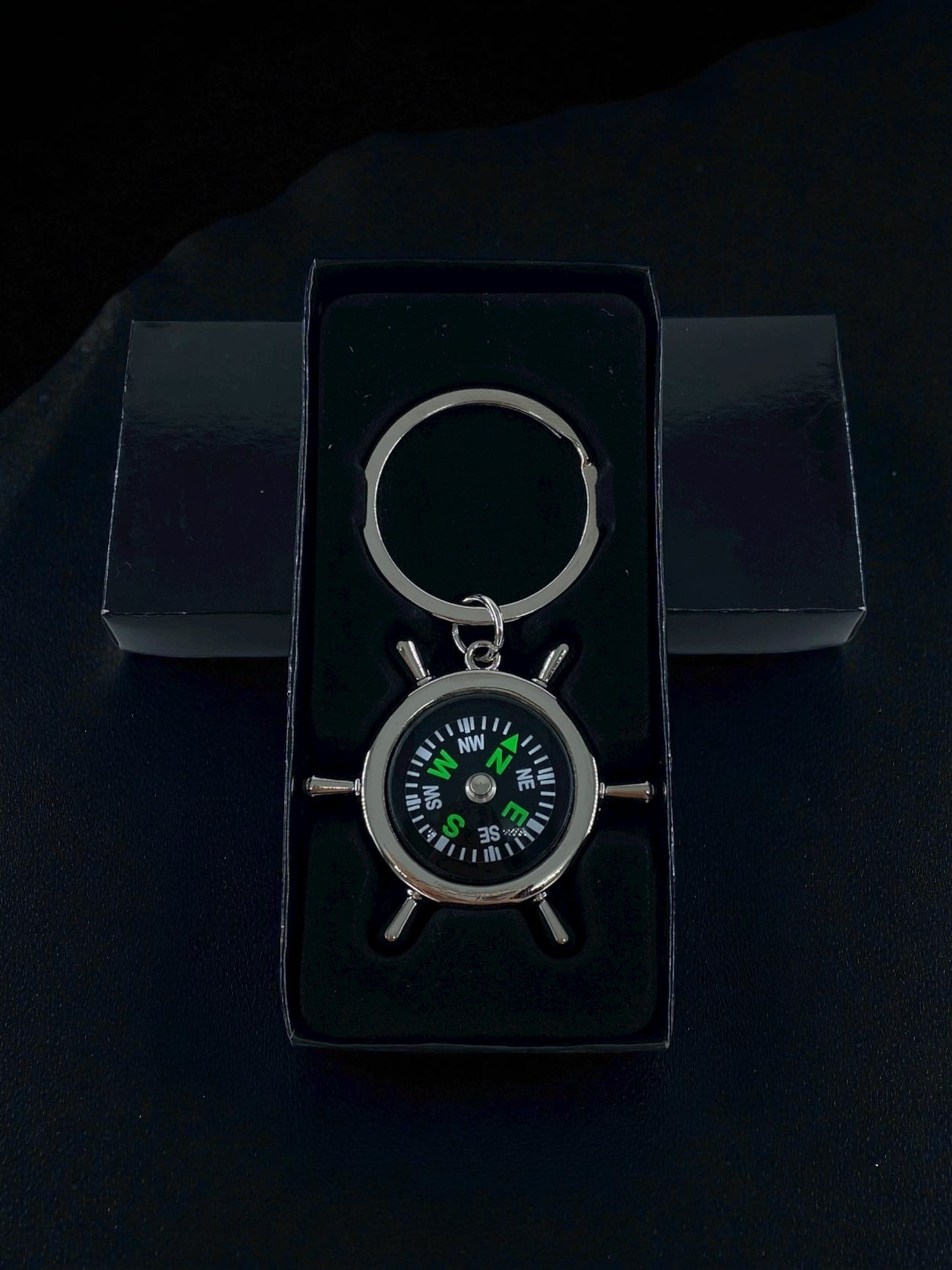 Metal Gemi Dümeni Şeklinde Pusula Anahtarlık