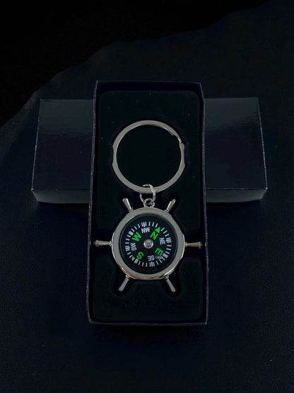 Metal Gemi Dümeni Şeklinde Pusula Anahtarlık