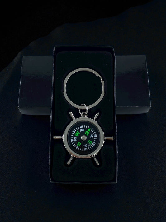 Metal Gemi Dümeni Şeklinde Pusula Anahtarlık