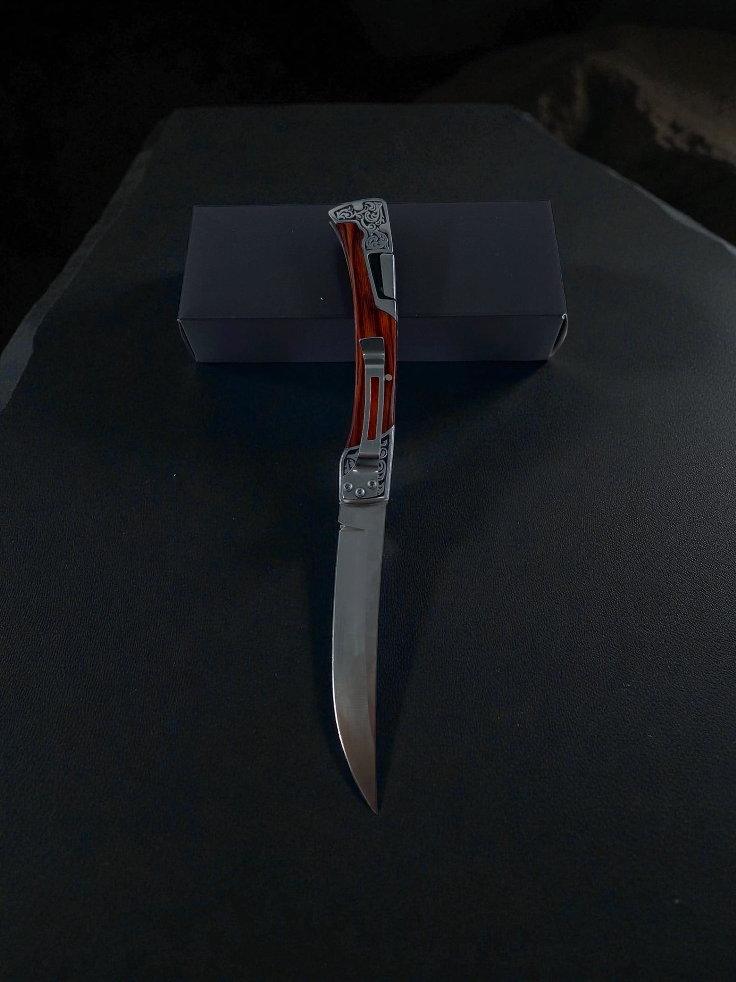 Desenli Kızıl Kahve Basmalı Hançer Çakı