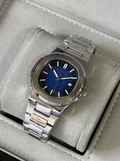 Kişiye Özel Kordonu İsim Yazılır Çelik Saat  Eşref Tek Mavi Gümüş