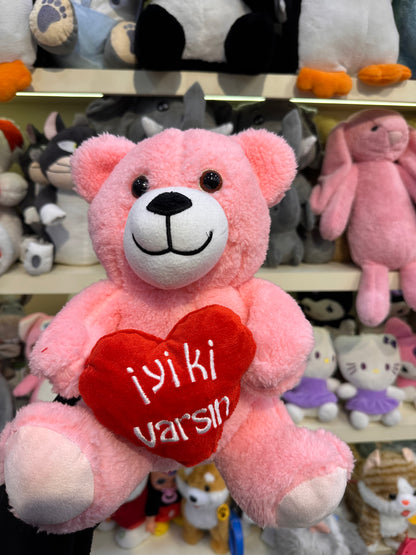 İyiki Varsın Baskılı Kalpli Ayıcık