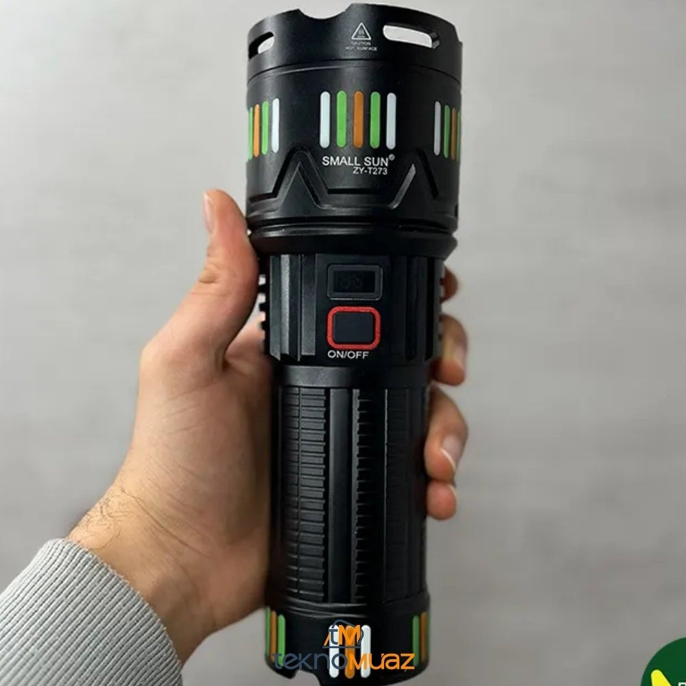Small Sun 10.000 Lümen Süper Güçlü LED Profesyonel Şarjlı El Feneri