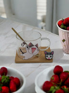 Kedi Tasarımlı Cam Kupa 2-395