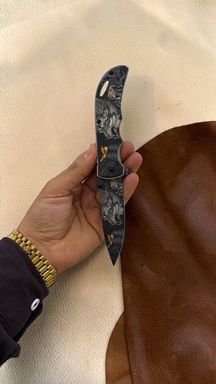 Orjinal M-Tech Kemere Takmalı Kurt Desenli Çakı