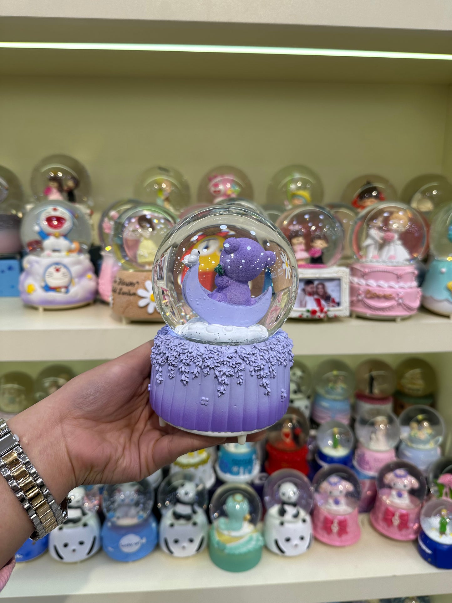 Mor Ayıcıklı Büyük Boy Kar Küresi