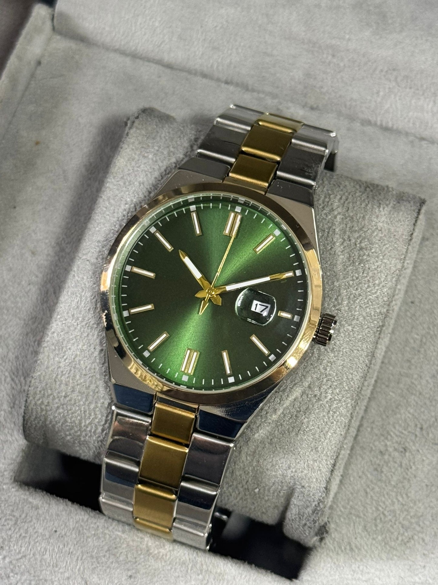 Kişiye Özel Kordonu İsim Yazılır Saat Yeşil-Altın Gümüş