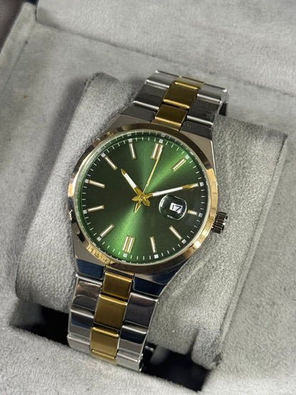 Kişiye Özel Kordonu İsim Yazılır Saat Yeşil-Altın Gümüş