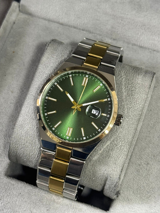 Kişiye Özel Kordonu İsim Yazılır Saat Yeşil-Altın Gümüş