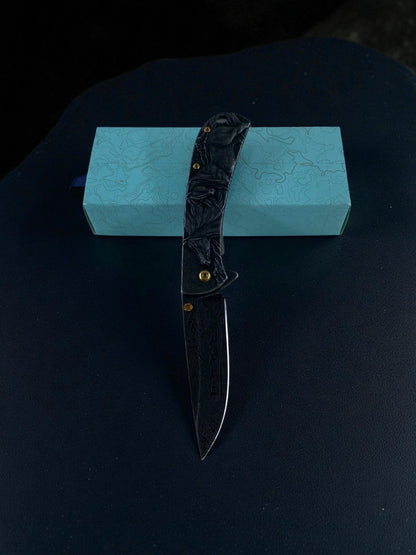 At Figürlü Altın Detaylı Çakı