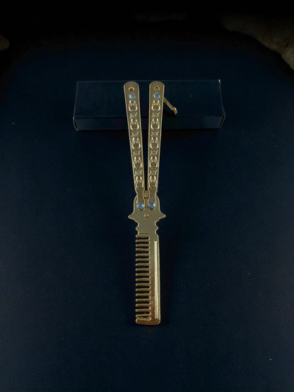 Altın Renk Desenli Kelebek Tarak