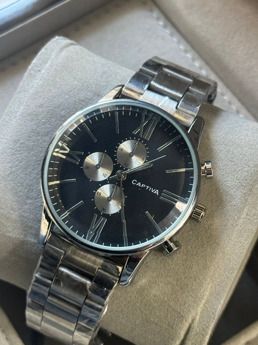 Kişiye Özel Kordonu İsim Yazılır Saat Siyah Gümüş