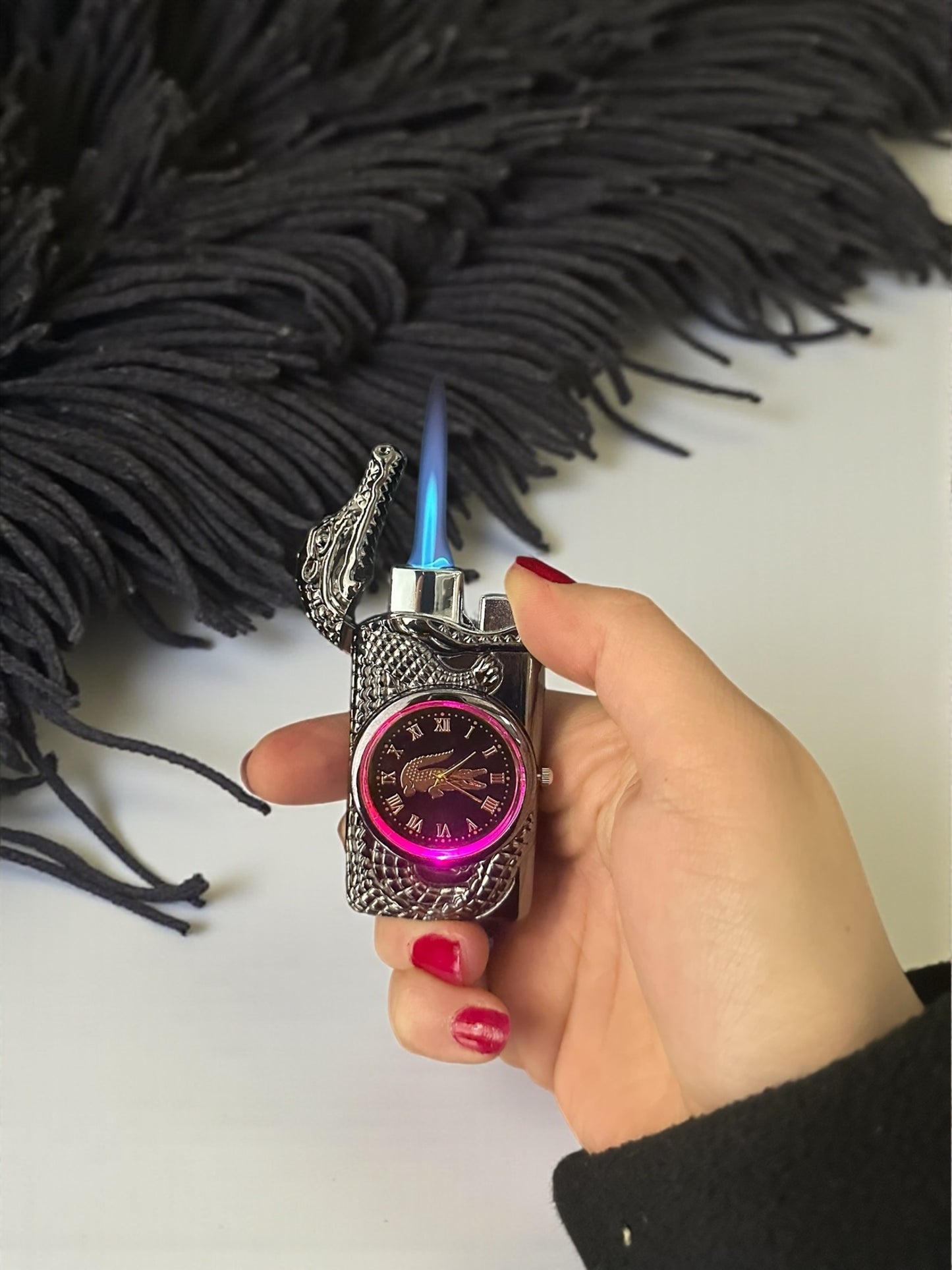 Saatli Ejder Başlıklı Pürmüzlü Çakmak