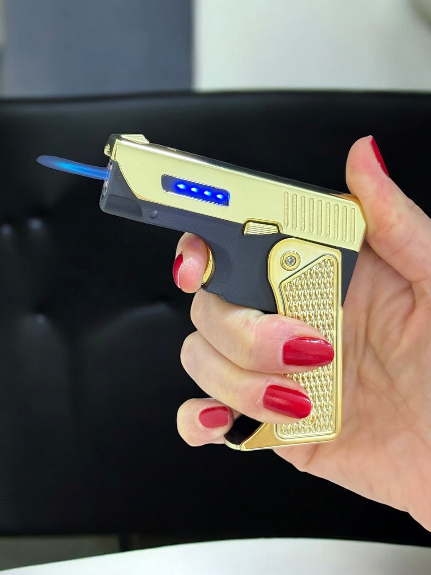 Hem Şarjlı Hem Gazlı Katlanır Tabanca Şeklinde Çakmak 5331