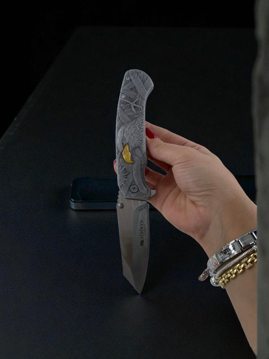 Sibirya Kartal Kabartma Desenli Taktik Çakı