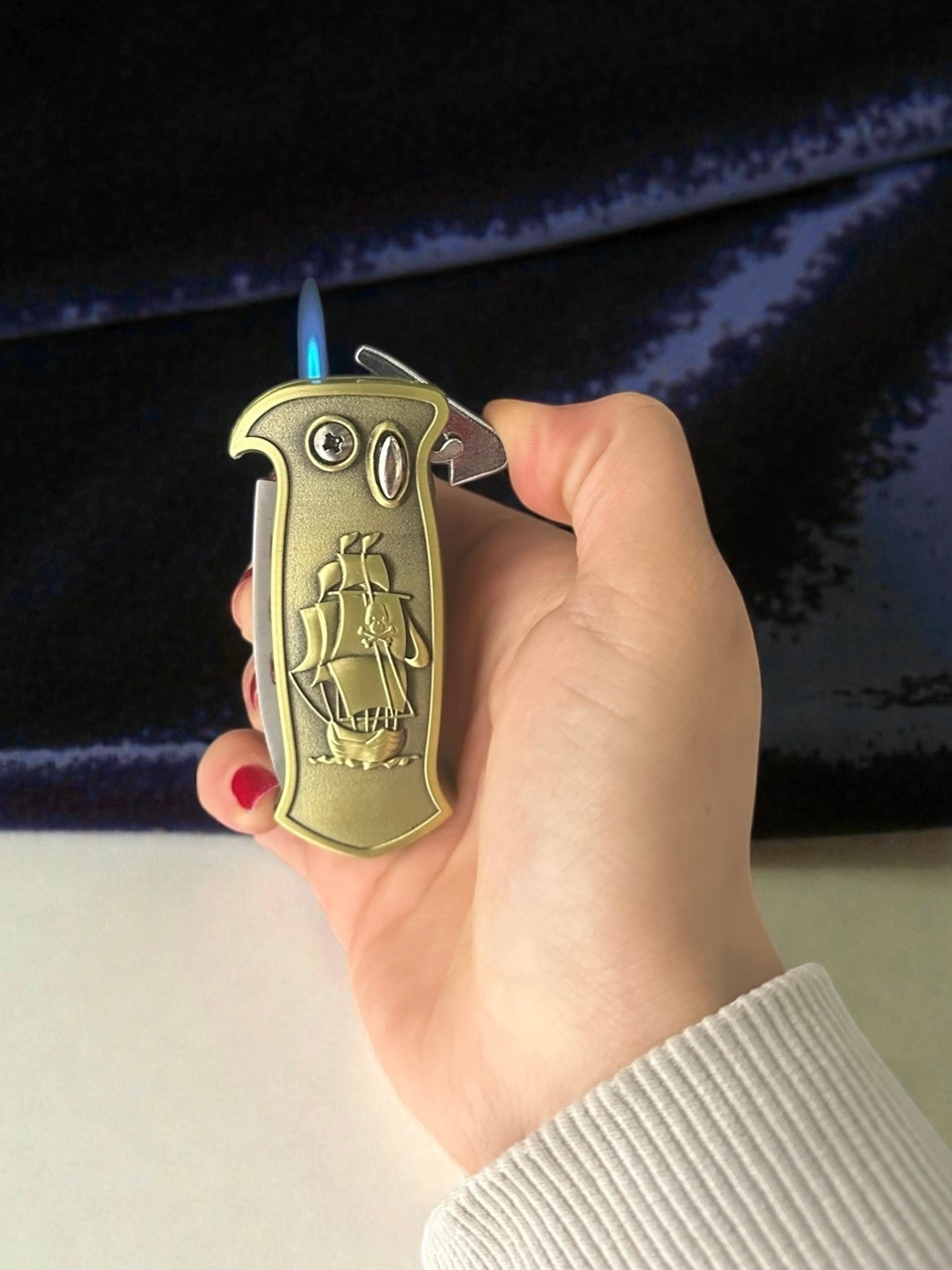 Gemi Figürlü Çakılı Çakmak