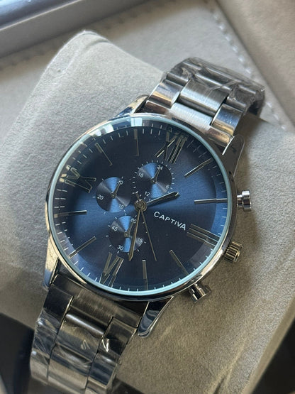 Kişiye Özel Kordonu İsim Yazılır Saat Mavi Gümüş