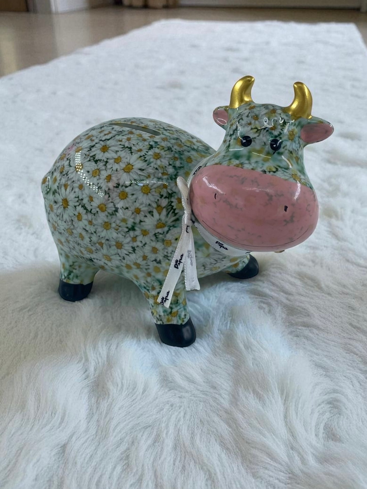 Seramik Renkli Sevimli İnek Biblo