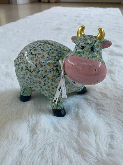 Seramik Renkli Sevimli İnek Biblo