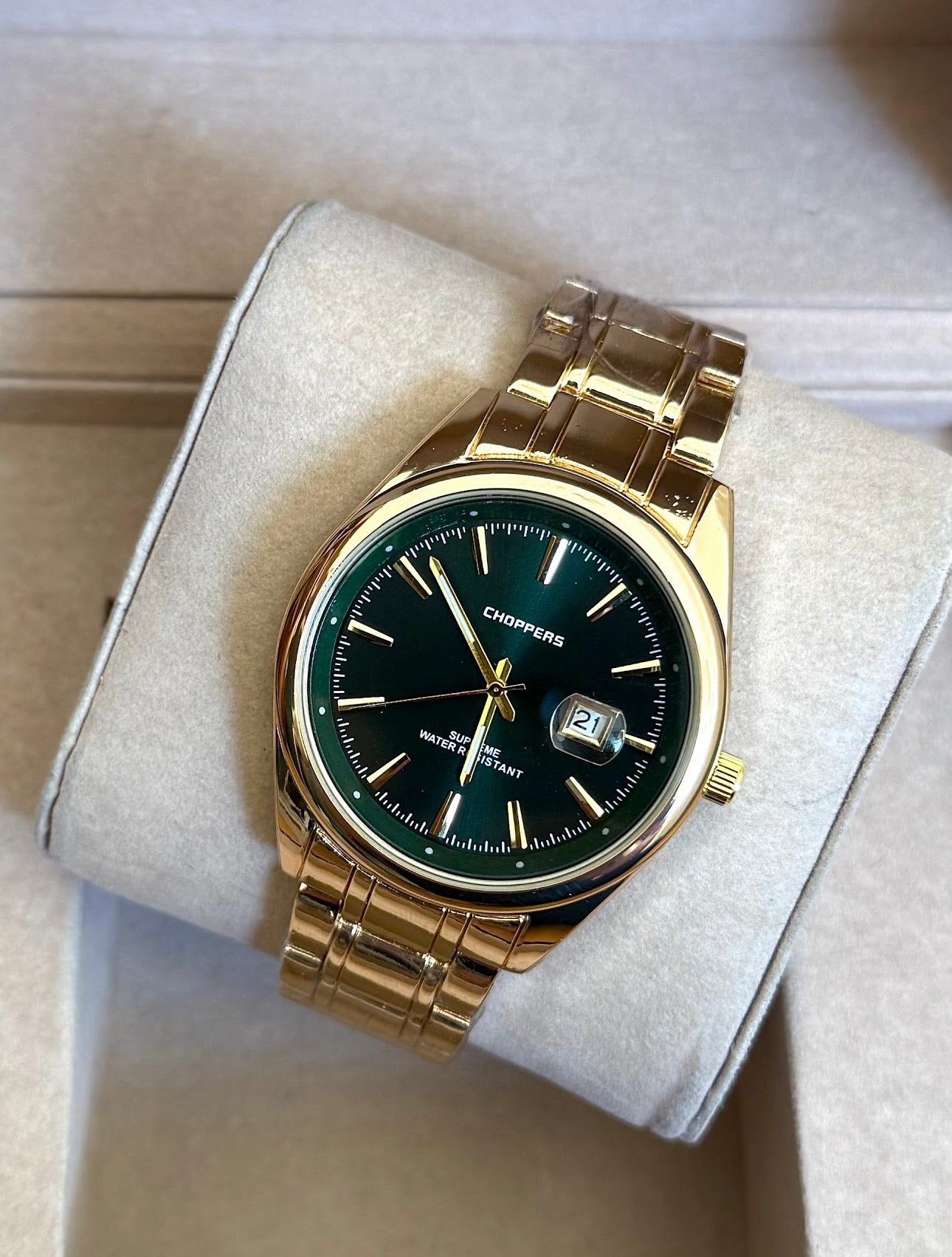 Kişiye Özel Kordonu İsim Yazılır Saat Yeşil Altın