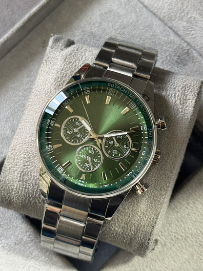 Kişiye Özel Kordonu İsim Yazılır Saat Yeşil Gümüş