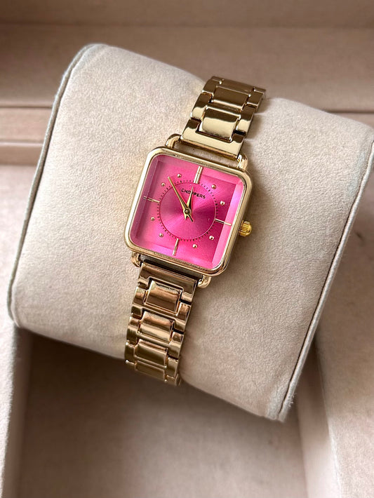 Kişiye Özel Kordonuna İsim Yazılır Kadın Saat Pembe Altın