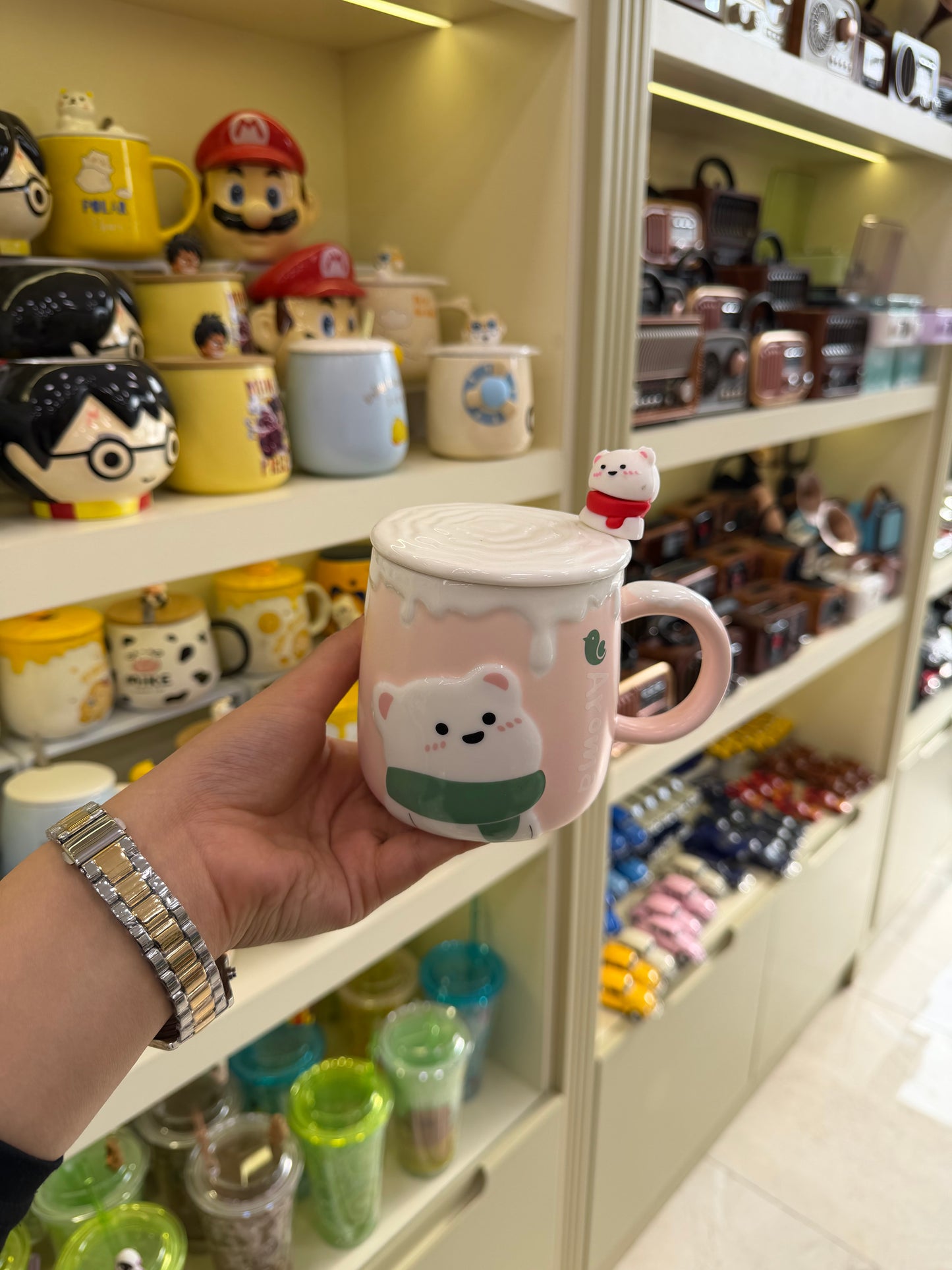 Sevimli Ayıcık Kaşıklı Kapaklı Kupa Bardak