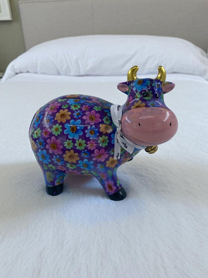 Seramik Renkli Sevimli İnek Biblo
