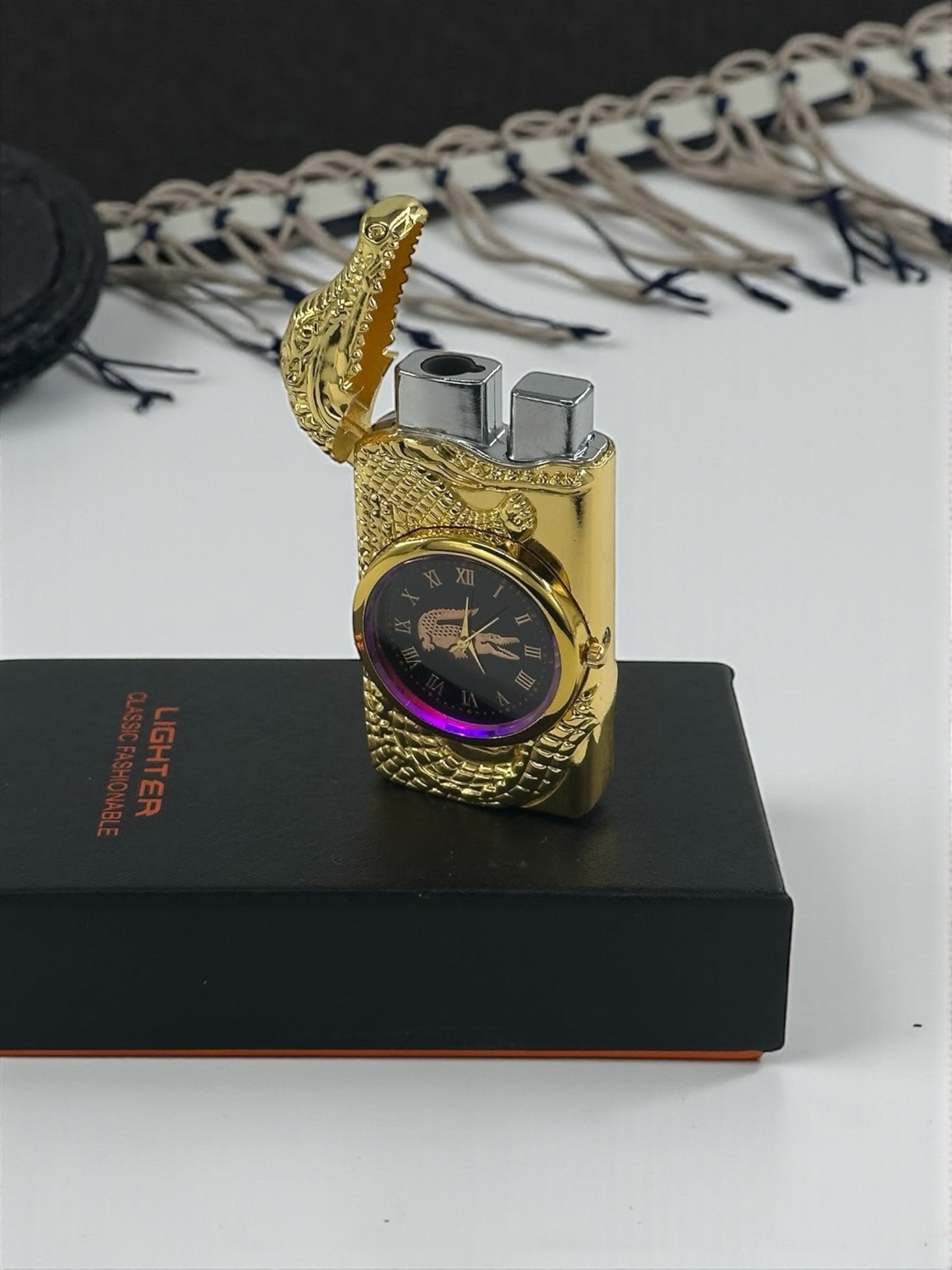 Saatli Ejder Başlıklı Pürmüzlü Çakmak