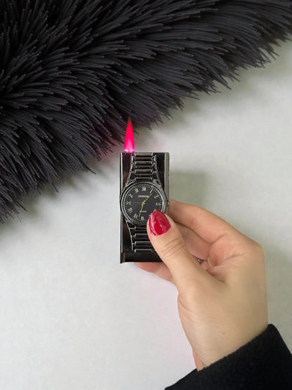 Lüks Kol Saat Görünümlü Renkli Alevli Çakmak