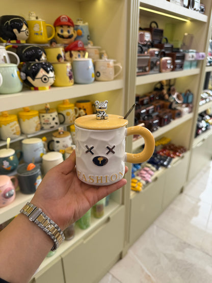 X Fashion Cool Ayı Figürlü Kapaklı Kupa Bardak