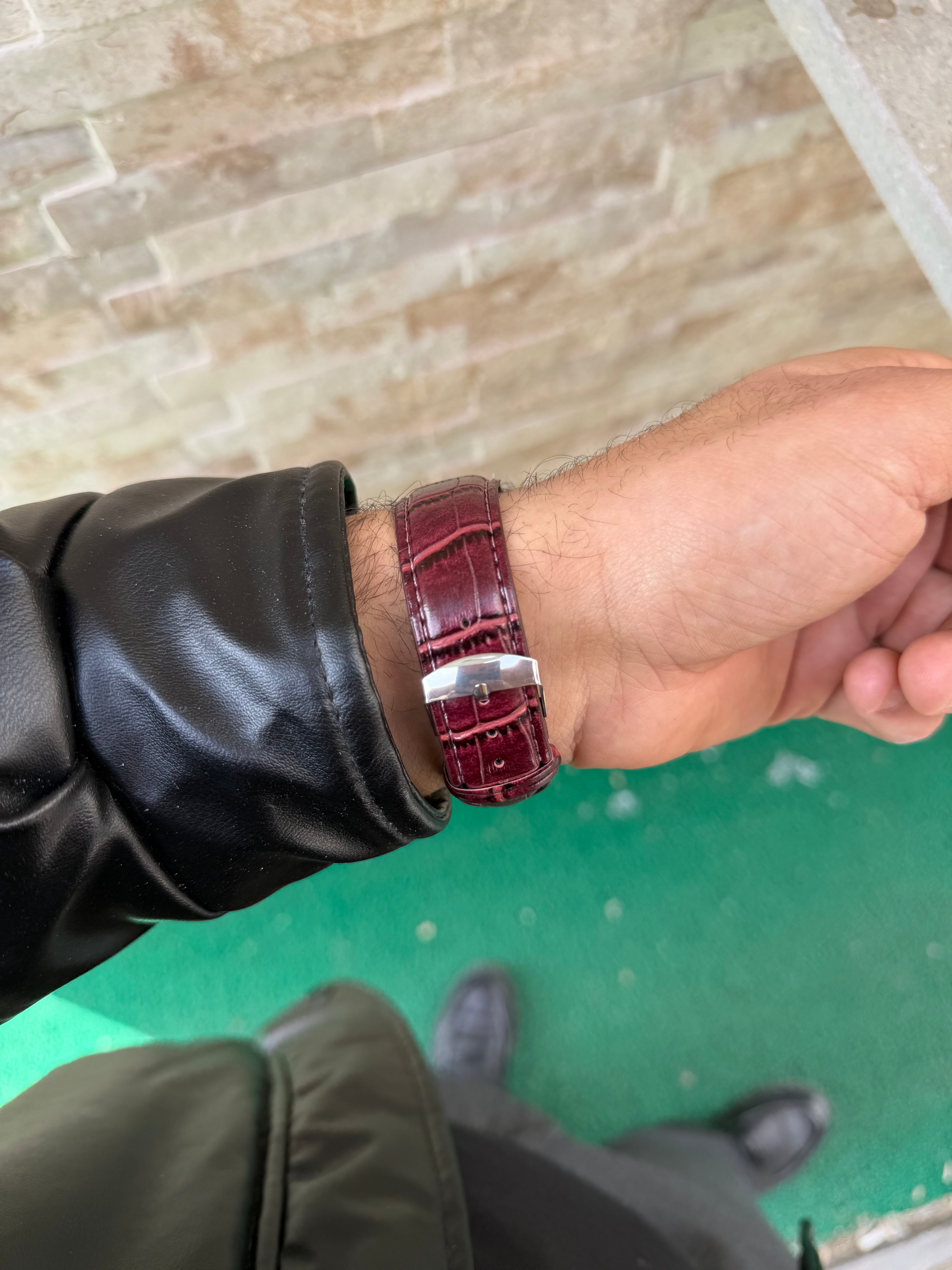 Kahve Deri Kordon Şarj Edilebilir Çakmaklı Kol Saati Beyaz Gümüş