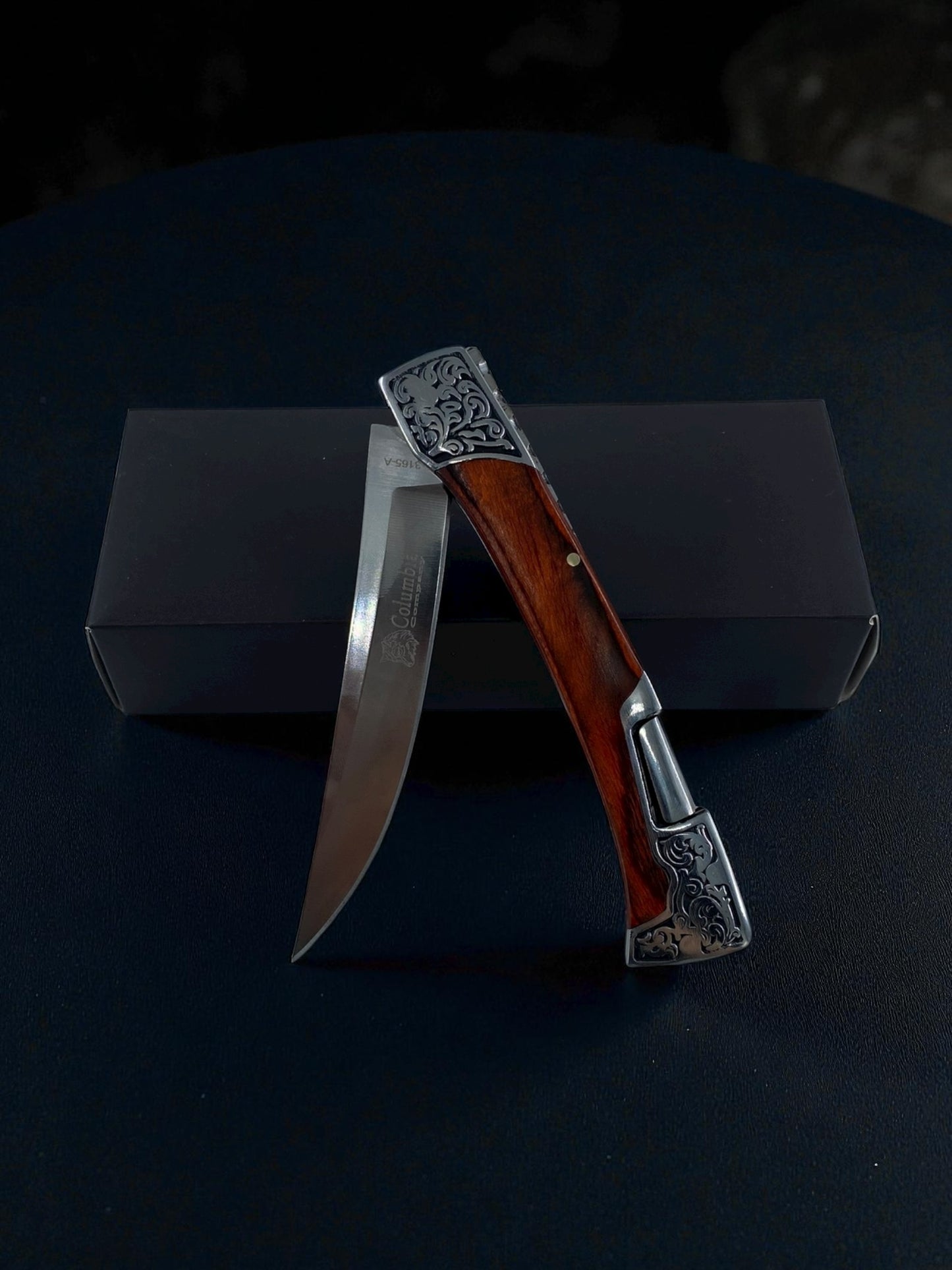 Desenli Kızıl Kahve Basmalı Hançer Çakı