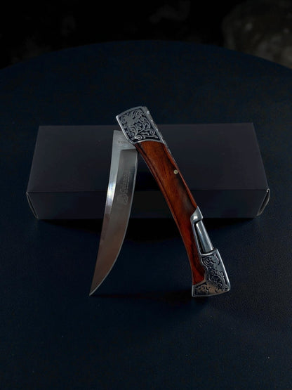 Desenli Kızıl Kahve Basmalı Hançer Çakı