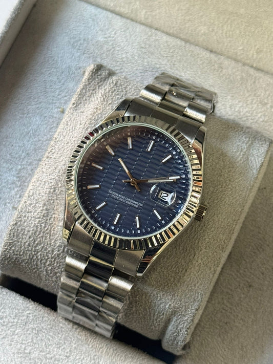 Kişiye Özel Kordonu İsim Yazılır Çelik Saat Mavi Gümüş