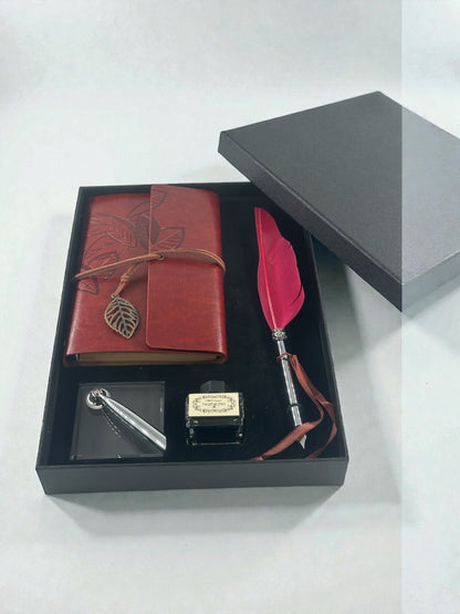 Mürekkepli Tüylü Divit Kalem Defter Seti