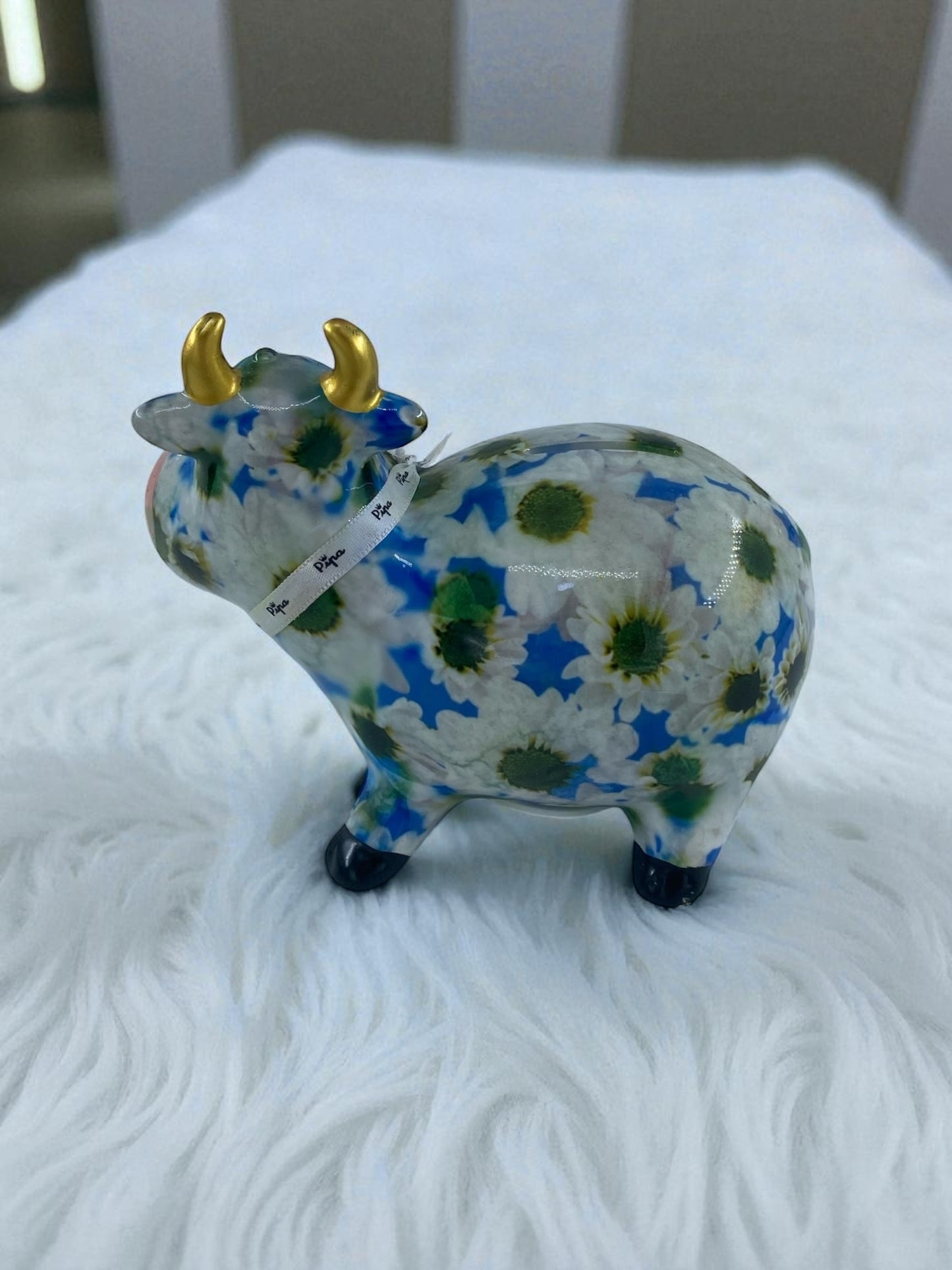 Seramik Renkli Sevimli İnek Biblo