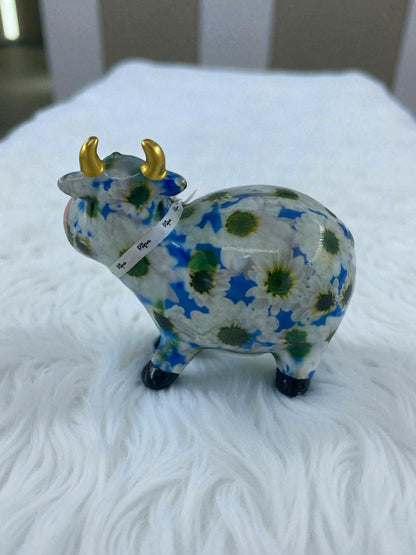 Seramik Renkli Sevimli İnek Biblo