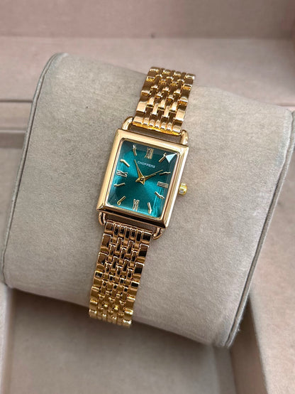 Kişiye Özel Kordonuna İsim Yazılır Kadın Saat Yeşil Altın