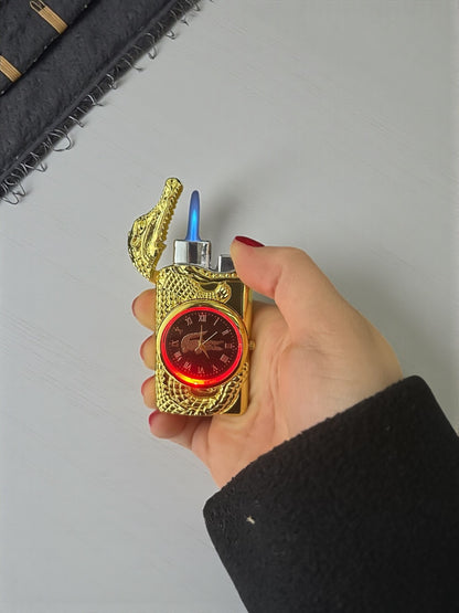 Saatli Ejder Başlıklı Pürmüzlü Çakmak