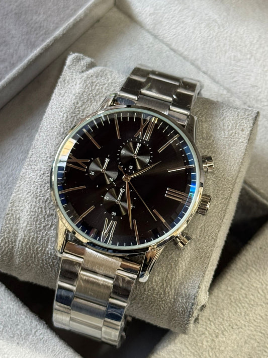 Kişiye Özel Kordonu İsim Yazılır Saat Siyah Gümüş