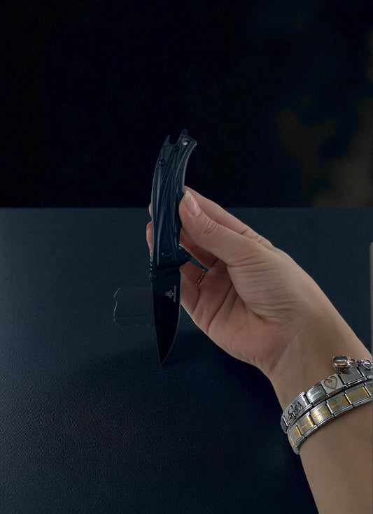 Mat Siyah Metal Gövdeli Katlanabilir Çakı