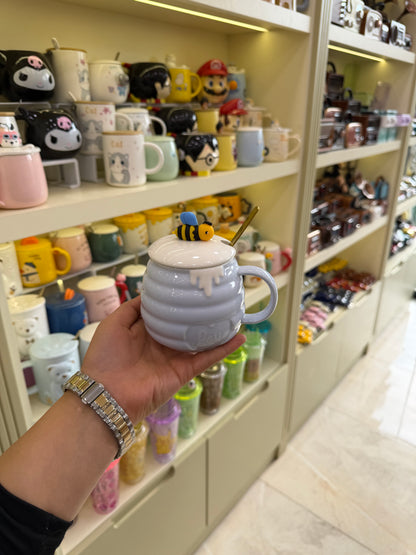 Arı Figürlü Kapaklı Kupa Bardak