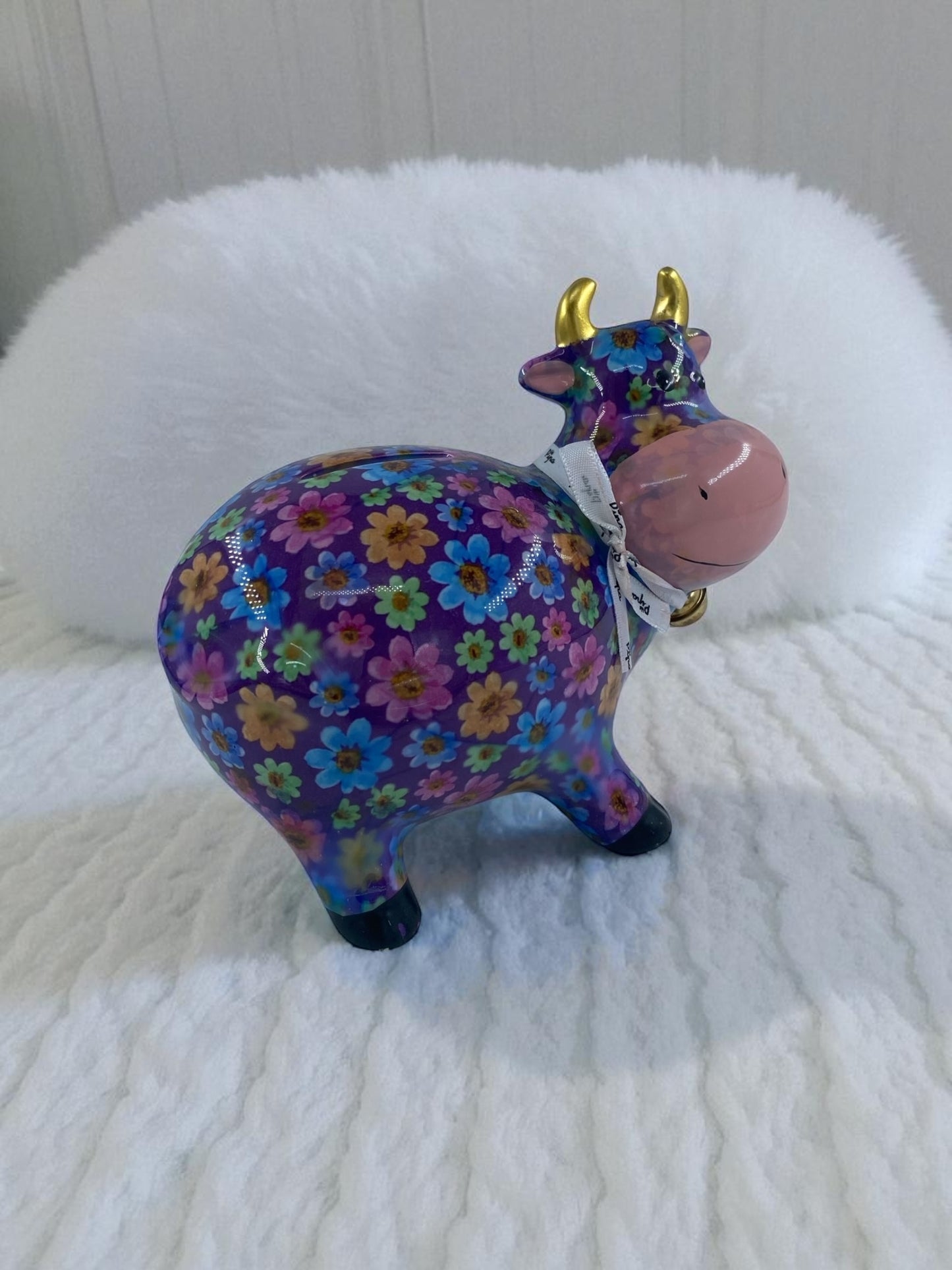 Seramik Renkli Sevimli İnek Biblo