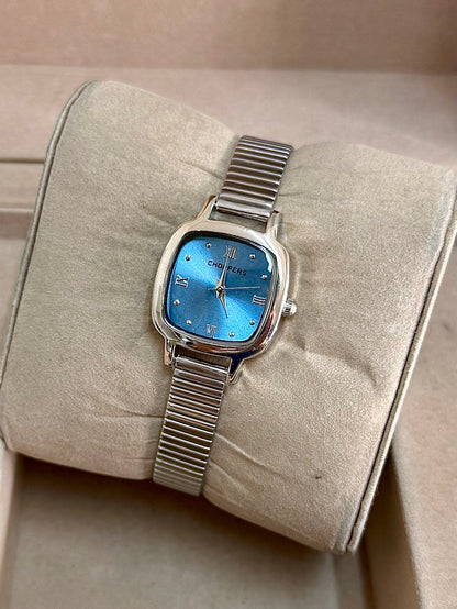 Kişiye Özel Kordonuna İsim Yazılır Kadın Saat Mavi Gümüş